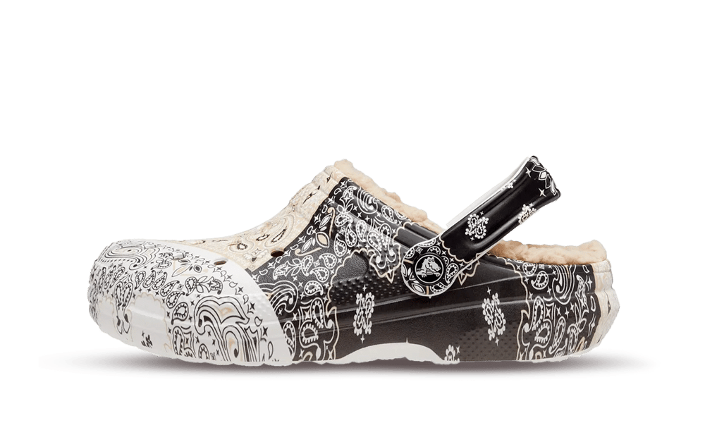 Crocs Classic Fleece Lined Clog Bandana "Black White Chai"